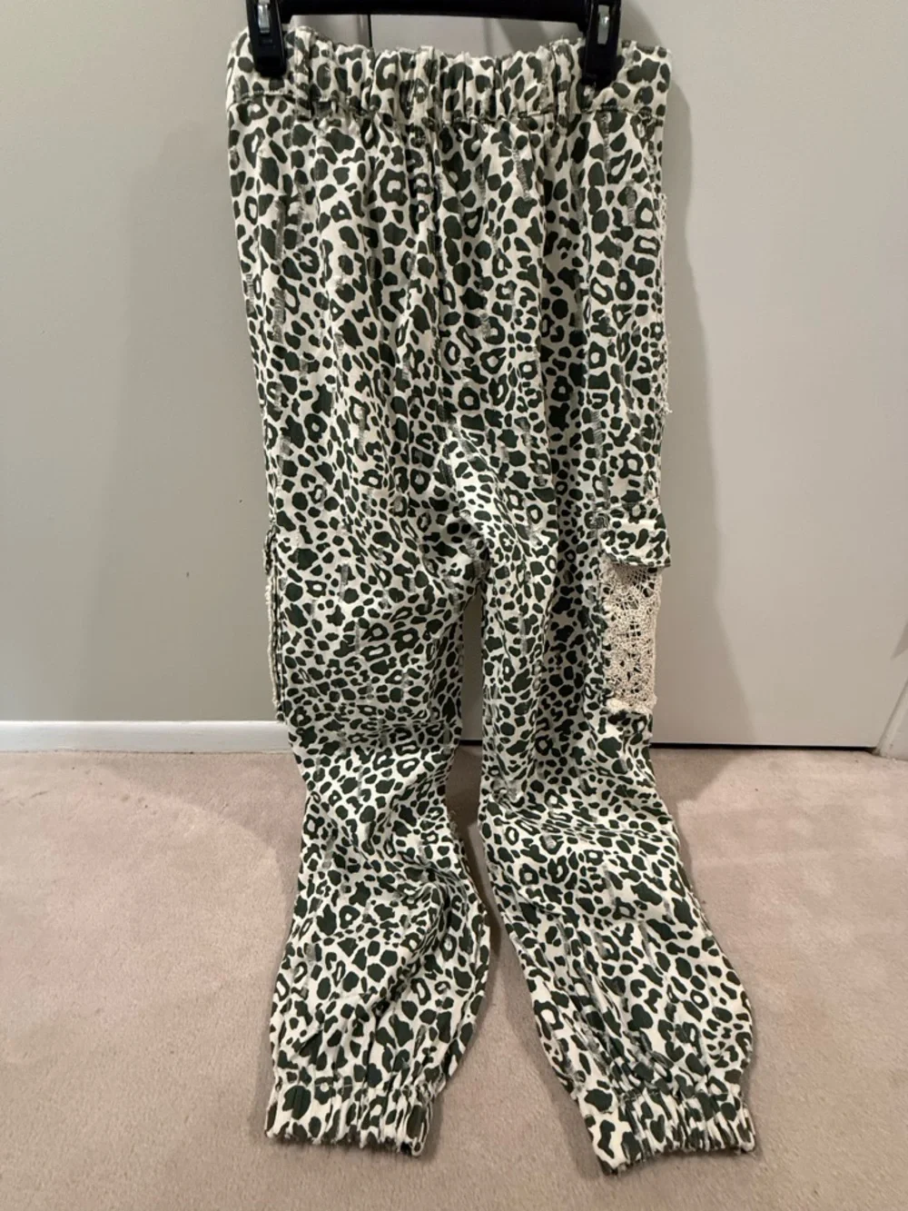 POL Tan and Black Leopard Print Jogger Pants with Knit Patch Pockets - Picture 2 of 5